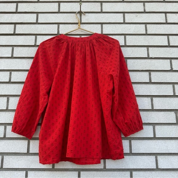 NWT Universal Thread Cherry Red Swiss Dot Split Neck Peasant Top - Picture 3 of 9